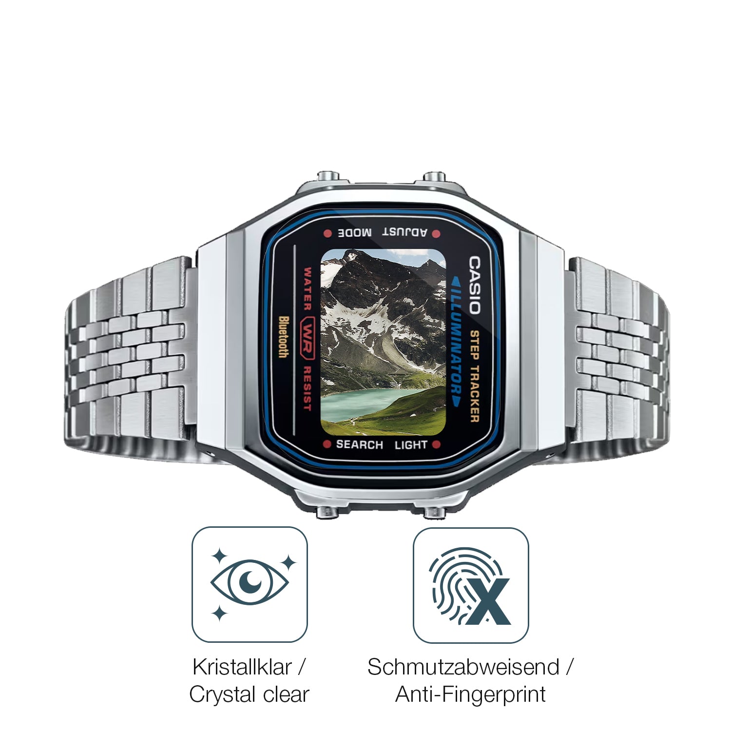Schutz gegen Kratzer auf dem Casio Iconic ABL-100WE-1A Glas durch Schlüssel oder Ähnliches