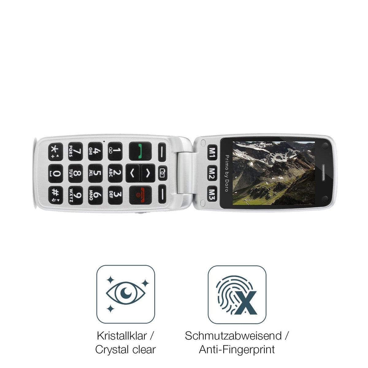 2x Screen Protector for Doro Primo 413 Flexible Glass 9H dipos