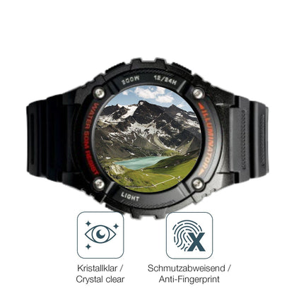 2x Screen Protector for Casio W-2016H-1AV Rund Flexible Glass 9H dipos