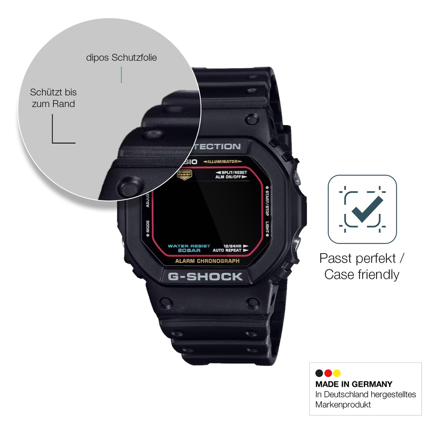 2x 9H Schutzfolie für Casio G-Shock DW-5600RL-1ER Panzerfolie