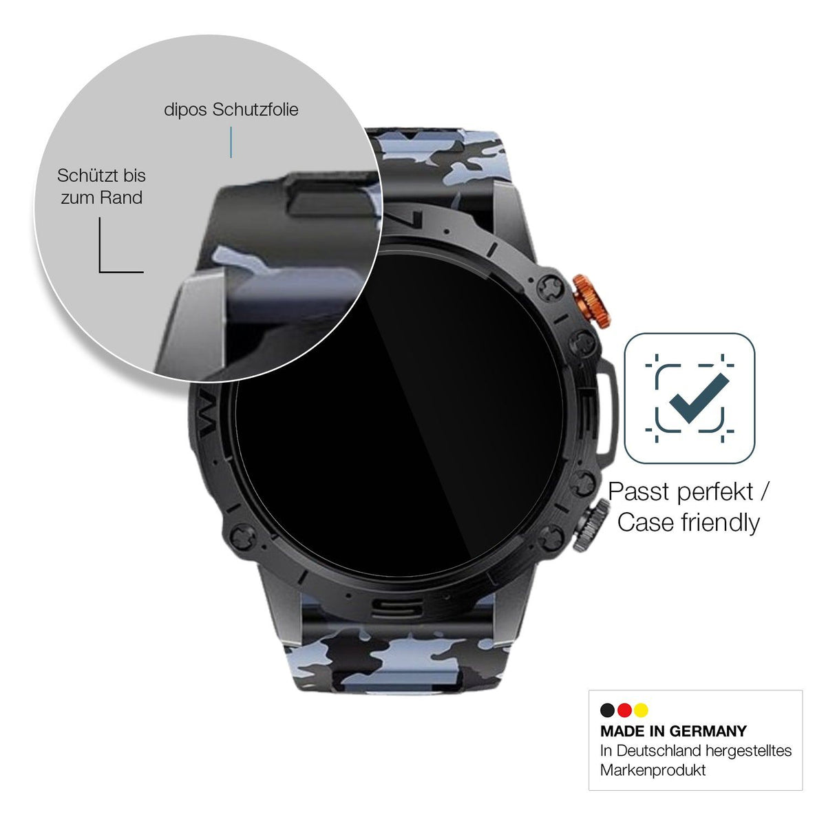 2x Screen Protector for Lige 1.43 Zoll Smartwatch Flexible Glass 9H dipos