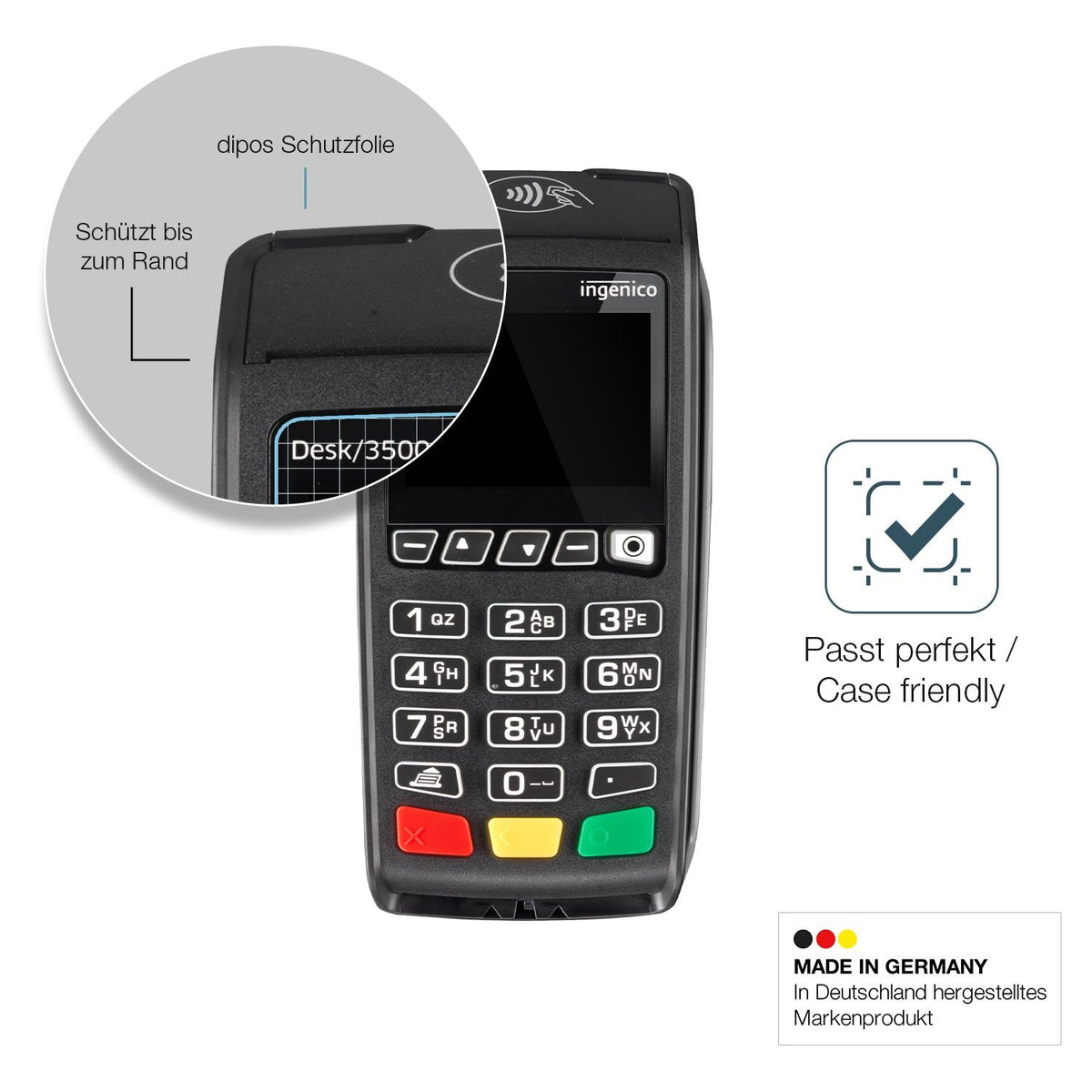 2x Screen Protector for Ingenico Desk 3500 Flexible Glass 9H dipos