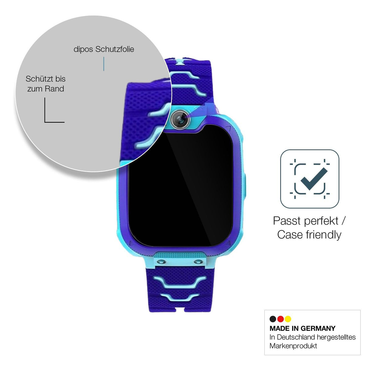 2x Screen Protector for Jubunrer Bleu Kids Smartwatch Flexible Glass 9H dipos