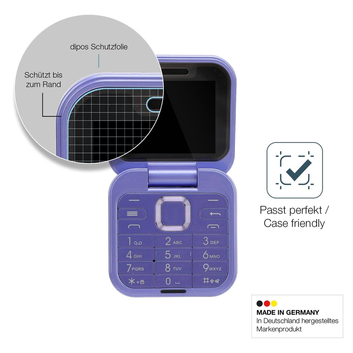 2x Screen Protector for Yunir i16 Pro Senioren-Handy Flexible Glass 9H dipos