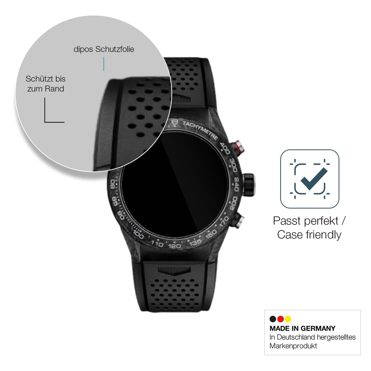2x Screen Protector for Tag Heuer Carrera 45mm Flexible Glass 9H dipos