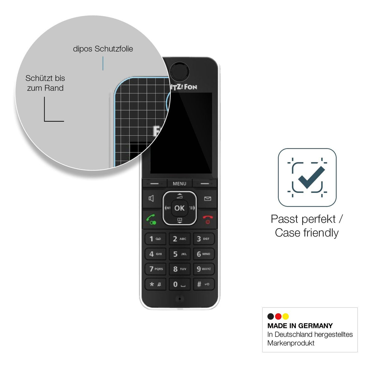 2x Screen Protector for AVM FRITZ! FON C6 Flexible Glass 9H dipos