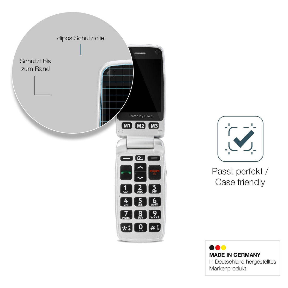 2x Screen Protector for Doro Primo 413 Flexible Glass 9H dipos