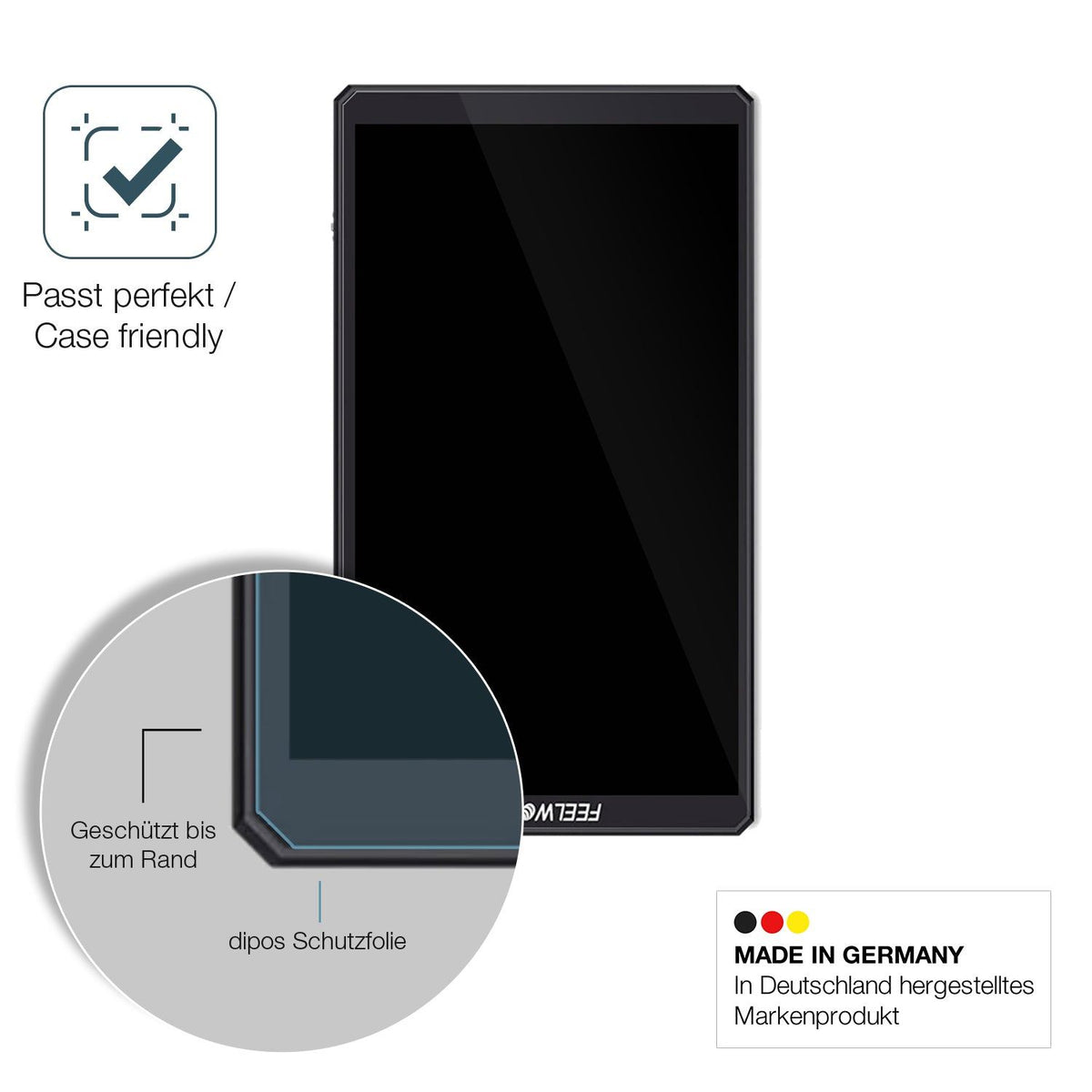 2x Screen Protector for Feelworld Cut6 6 Zoll Flexible Glass 9H dipos