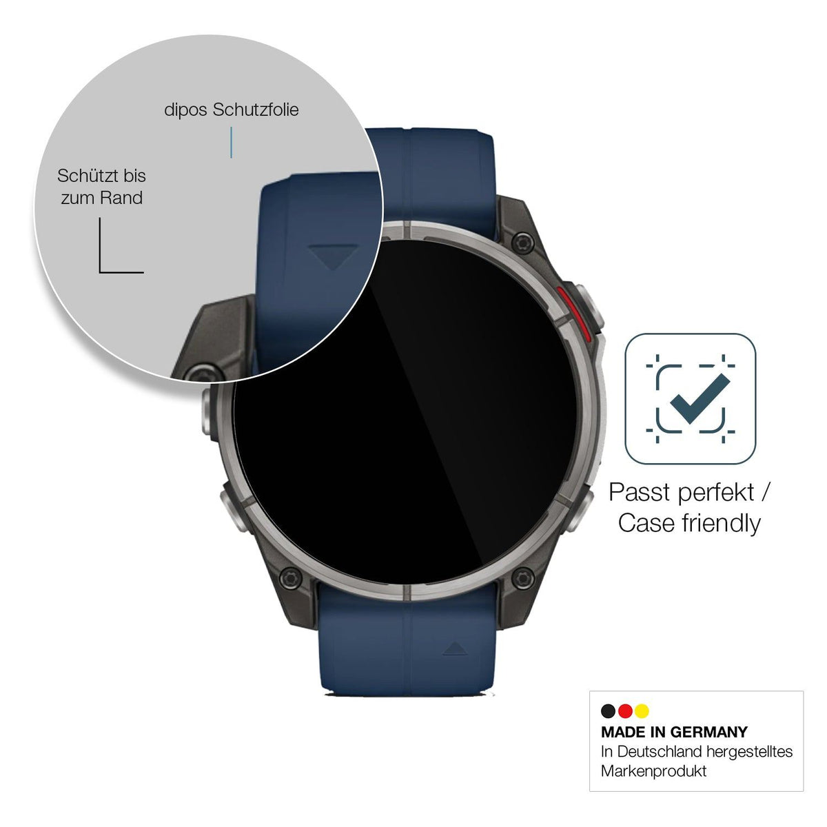 2x Screen Protector for Garmin Quatix 8 47mm Flexible Glass 9H dipos
