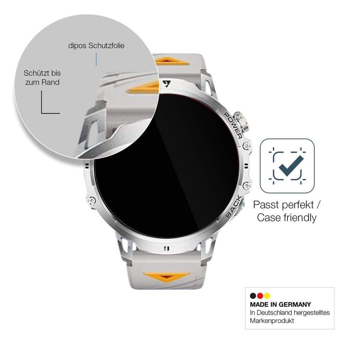 2x Screen Protector for Lige Militär 1.85 Zoll Fitnessuhr Flexible Glass 9H