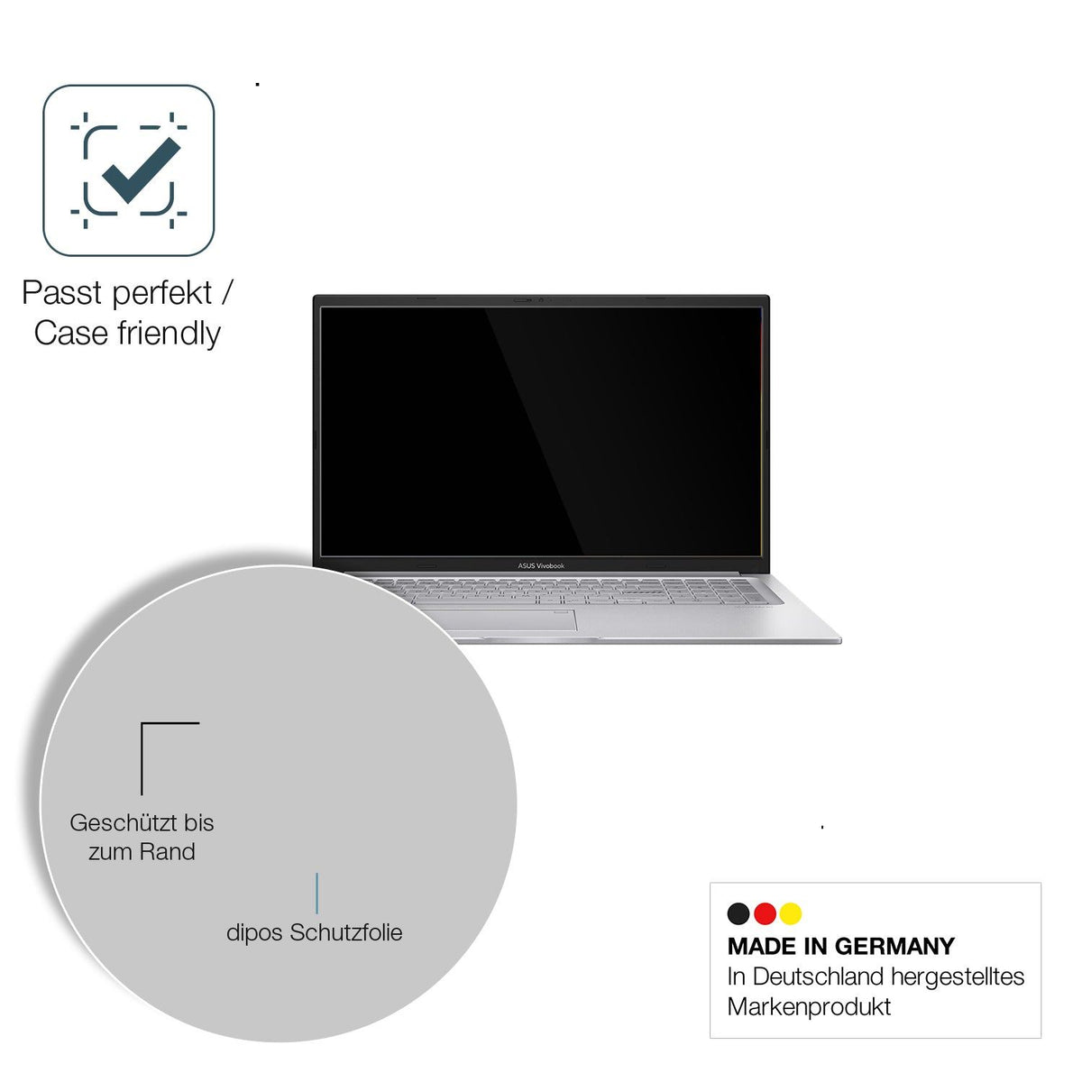 2x Screen Protector for ASUS 17.3 Zoll i1355U Flexible Glass 9H dipos