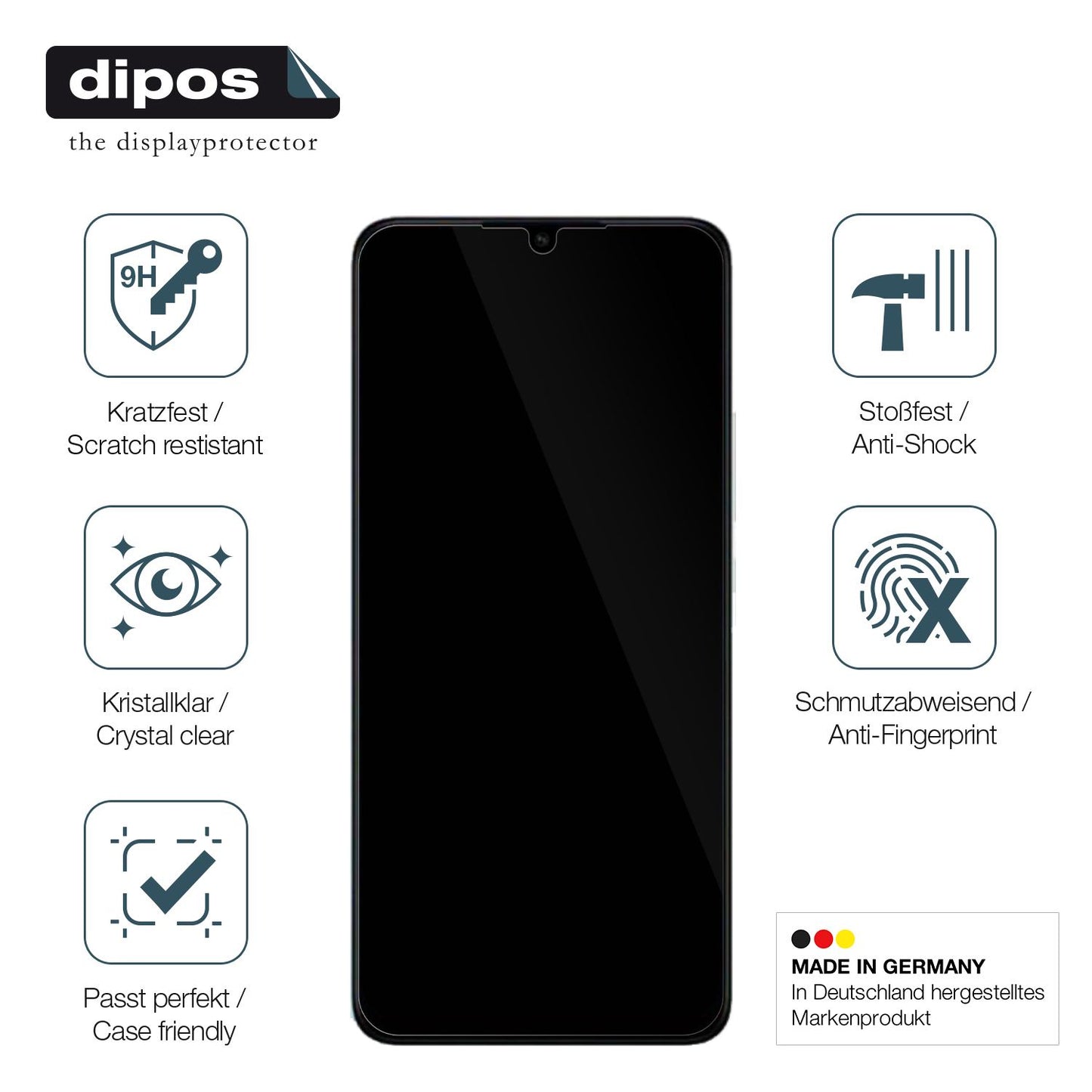 dipos 2x 9H Clear Screen Protector for Xiaomi Redmi 13C 2023