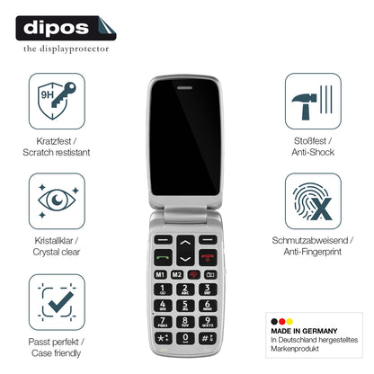 2x 9H Schutzfolie für Doro Primo 360014 Panzerfolie