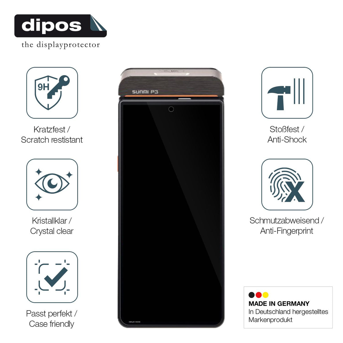 2x Screen Protector for sunmi P3H Flexible Glass 9H dipos