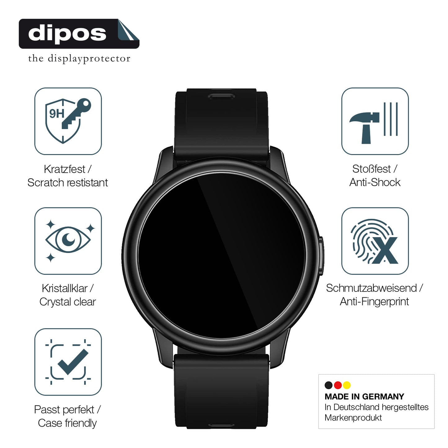 2x 9H Schutzfolie für Cillso 1,3 Zoll Smartwatch Panzerfolie