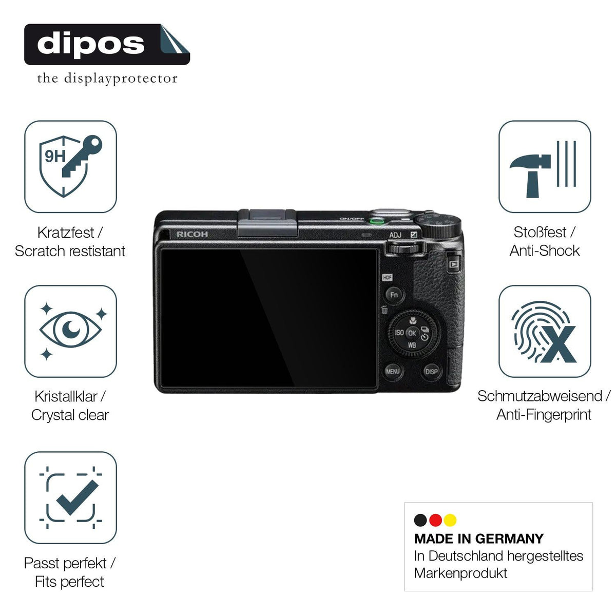2x Screen Protector for RICOH GR IIIx HDF Flexible Glass 9H dipos