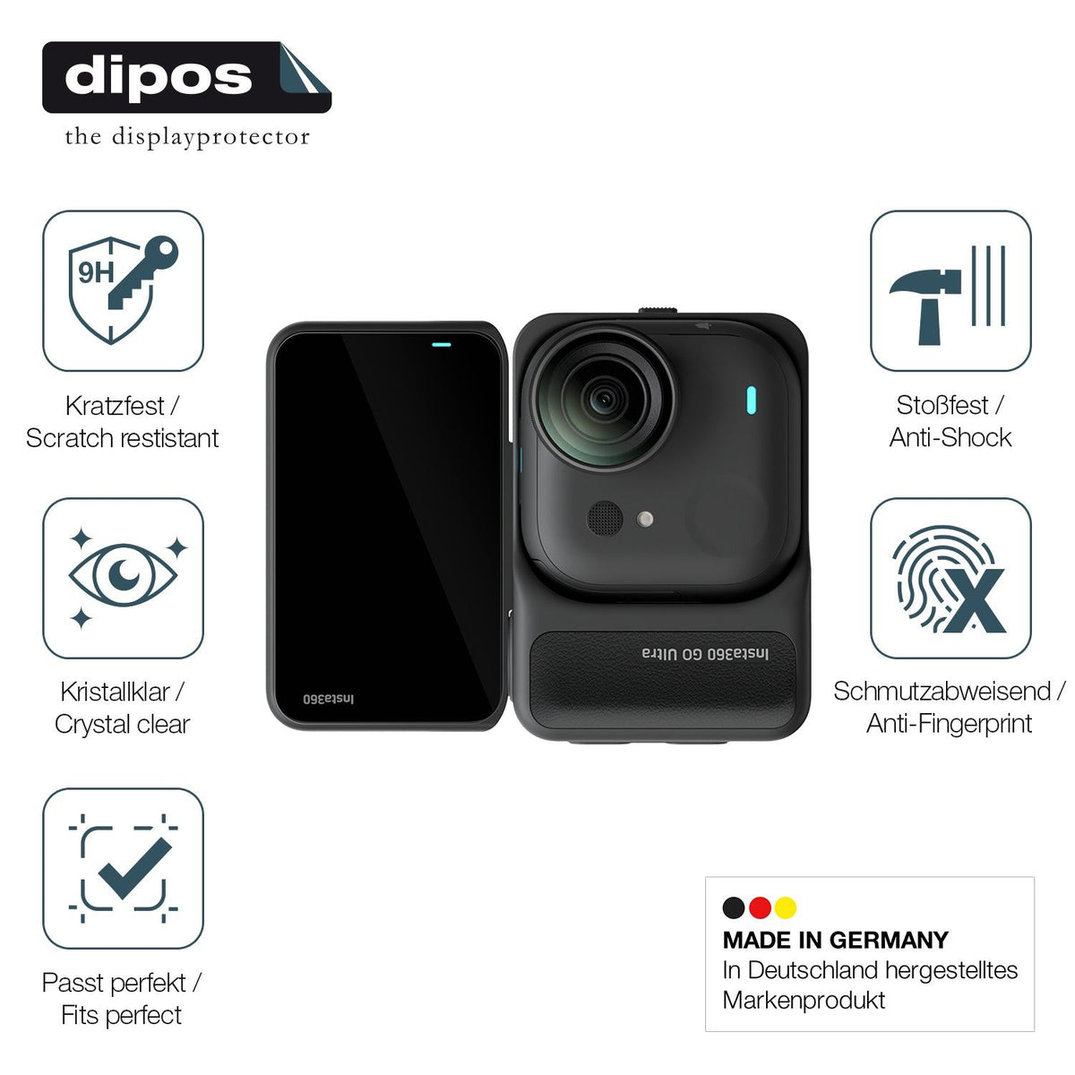 2x Screen Protector for Insta360 Go Ultra Flexible Glass 9H dipos