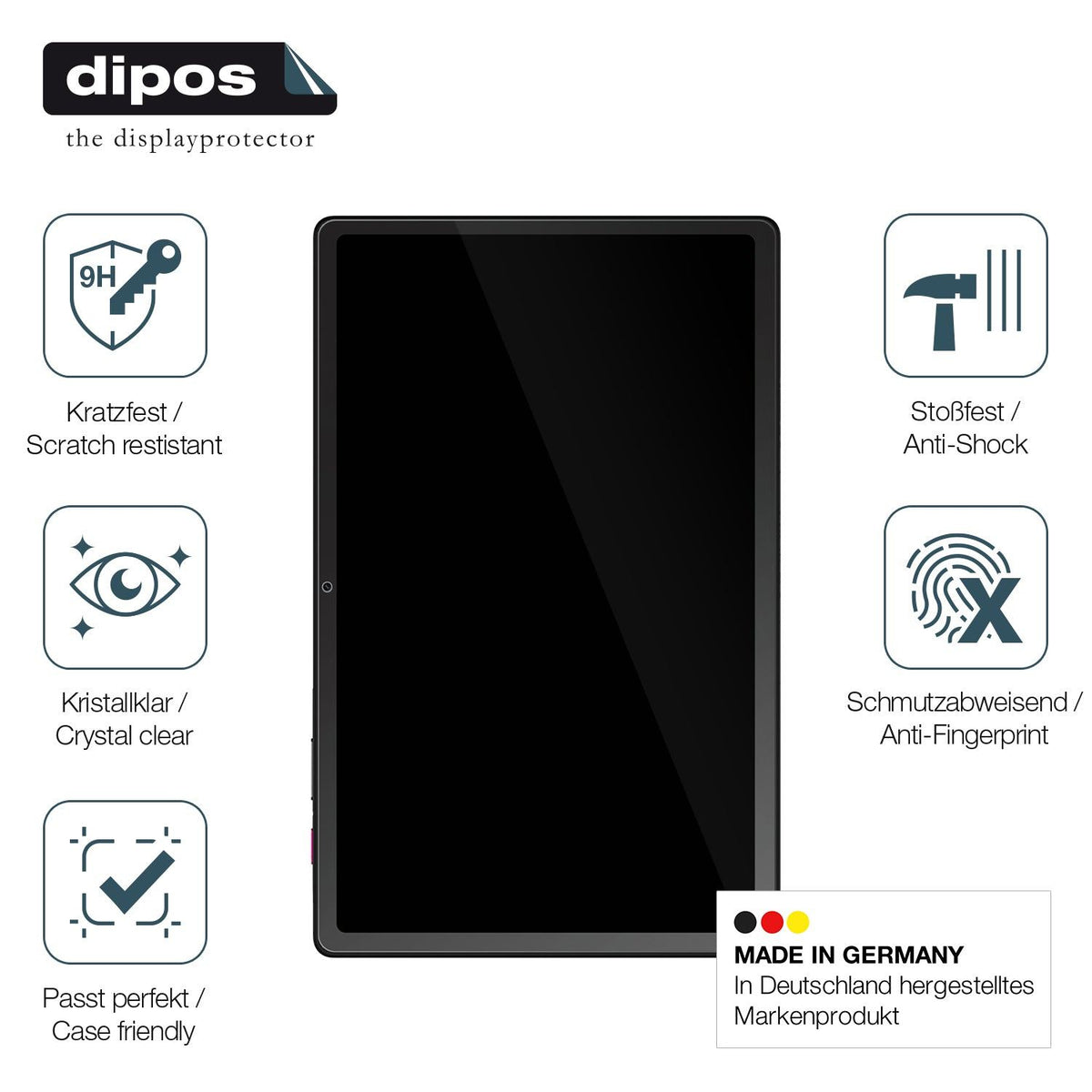dipos 2x 9H Clear Screen Protector for Telekom T Tablet