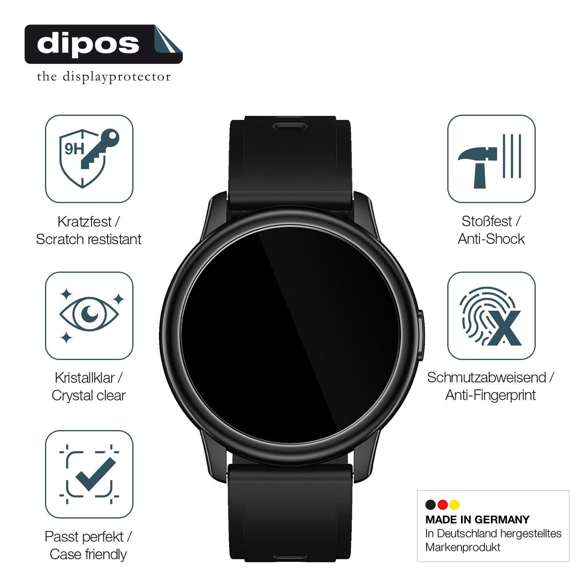 2x Screen Protector for Cillso  1,3 inch Smartwatch Flexible Glass 9H dipos