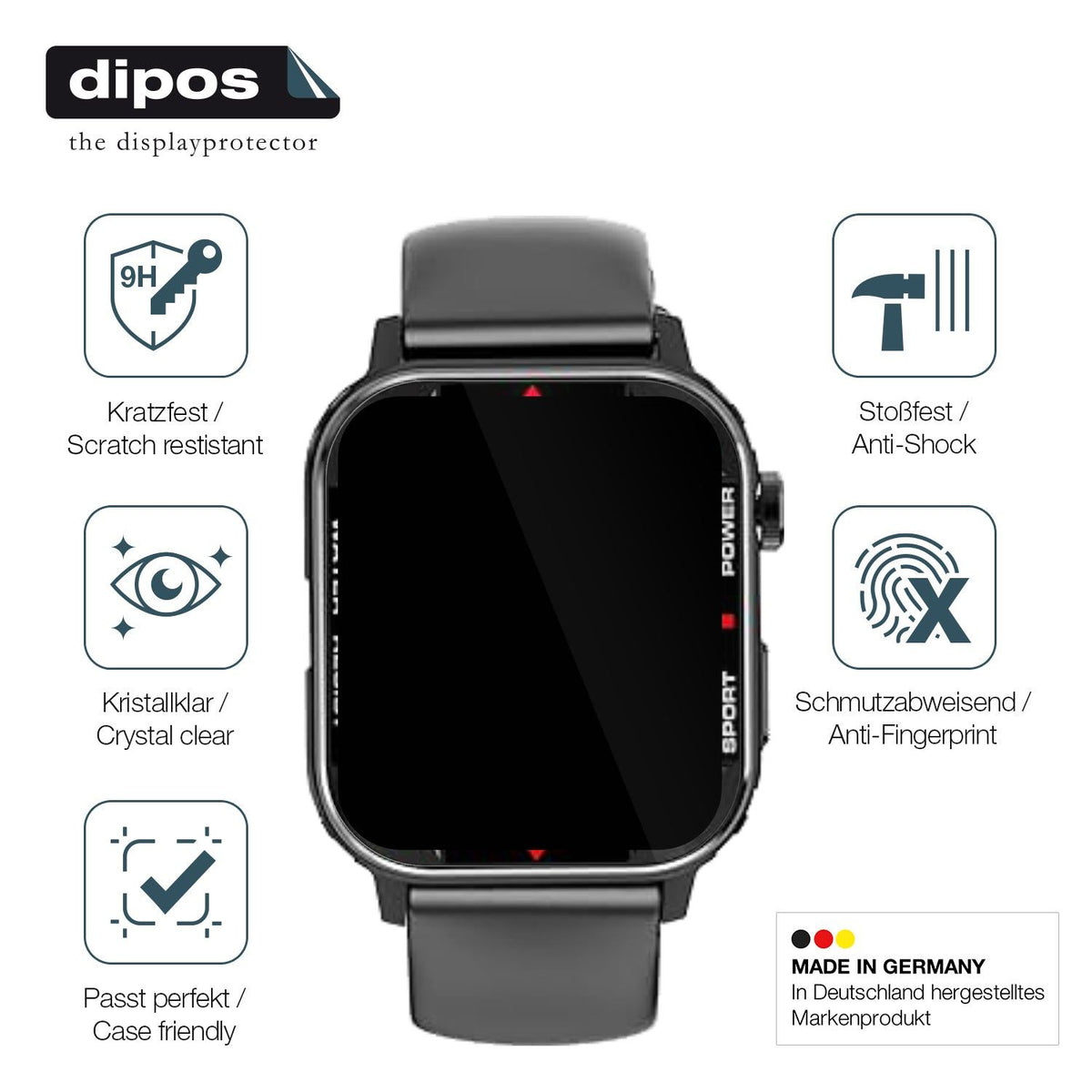 2x Screen Protector for G96 Smartwatch Flexible Glass 9H dipos