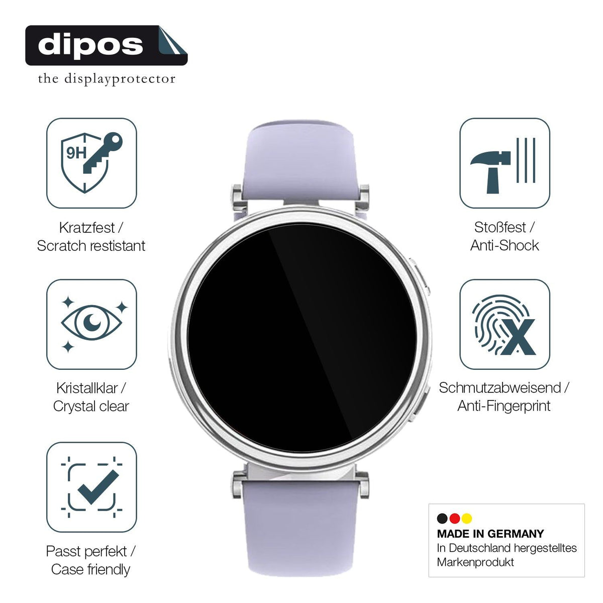 2x Screen Protector for Sanorum 1.27 Zoll Smartwatch Flexible Glass 9H dipos