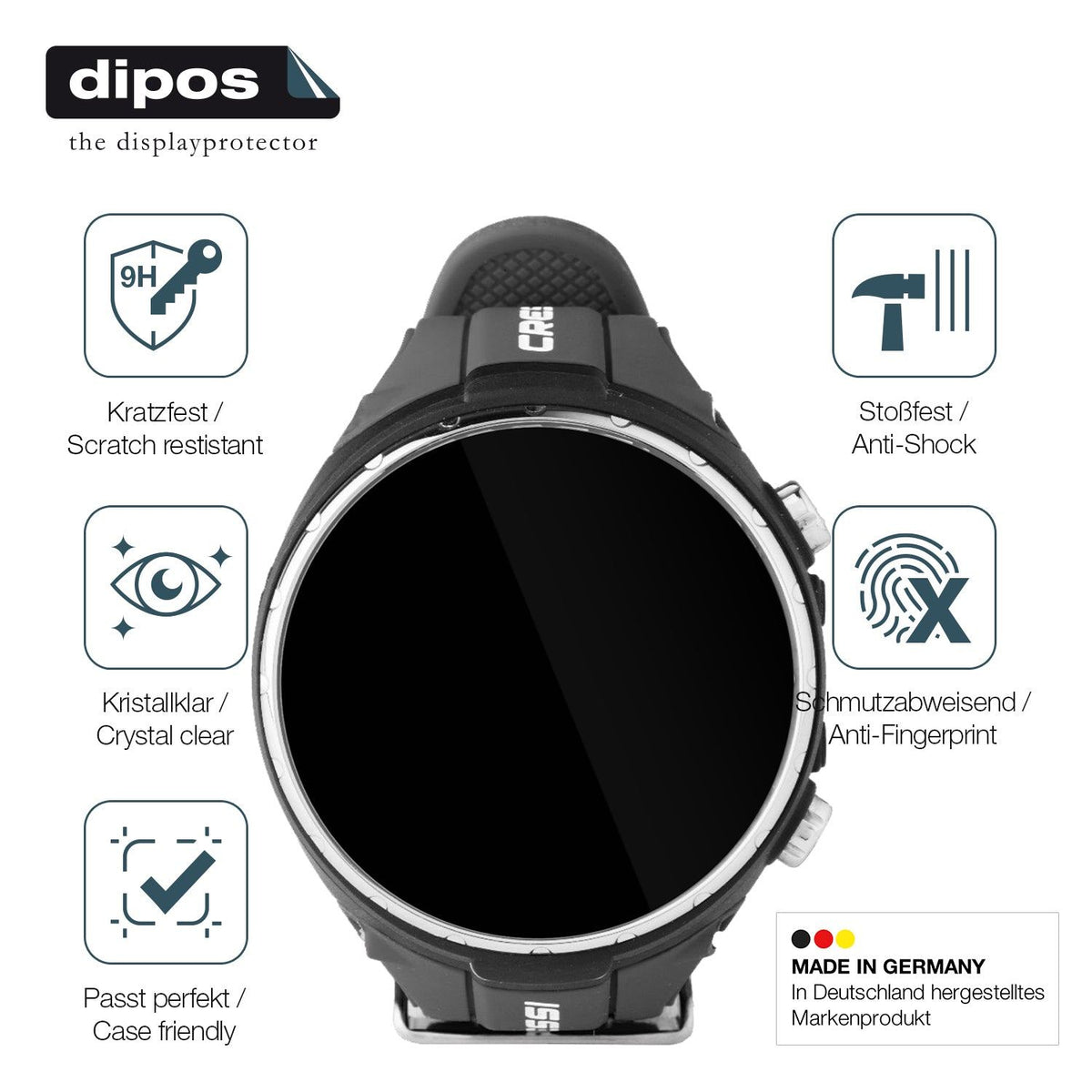 2x Screen Protector for Suunto D4F Tauchcomputer Flexible Glass 9H dipos