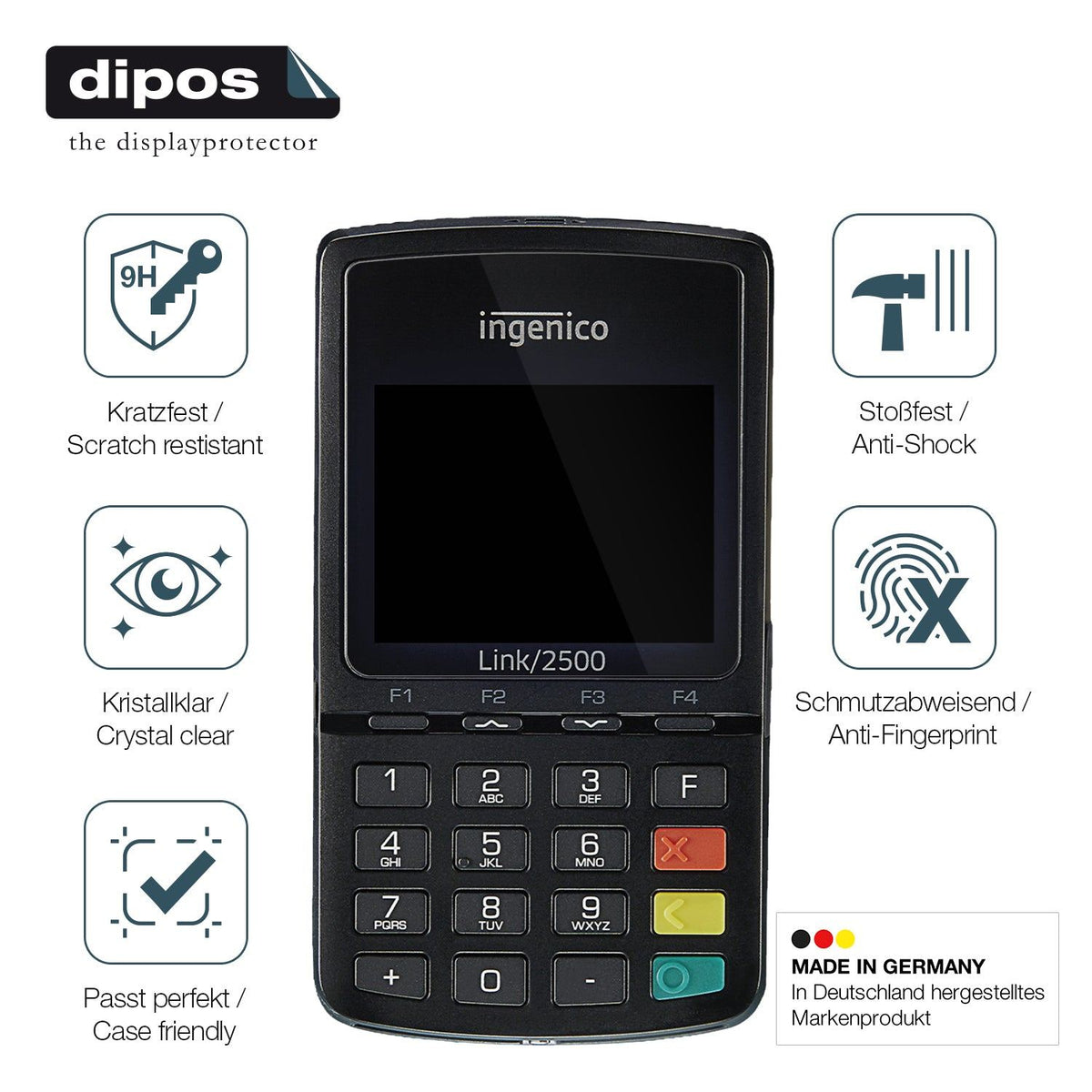 2x Screen Protector for Ingenico Link 2500 Flexible Glass 9H dipos