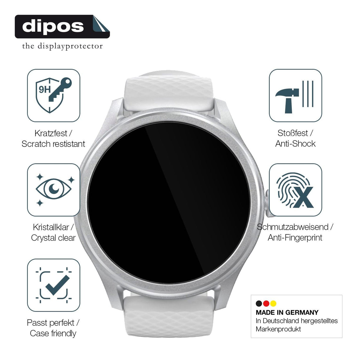 2x Screen Protector for Hama 5010 Smartwatch Flexible Glass 9H dipos