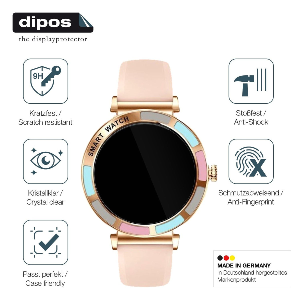 2x Screen Protector for Braidol Smartwatch 1.27 Zoll Flexible Glass 9H dipos