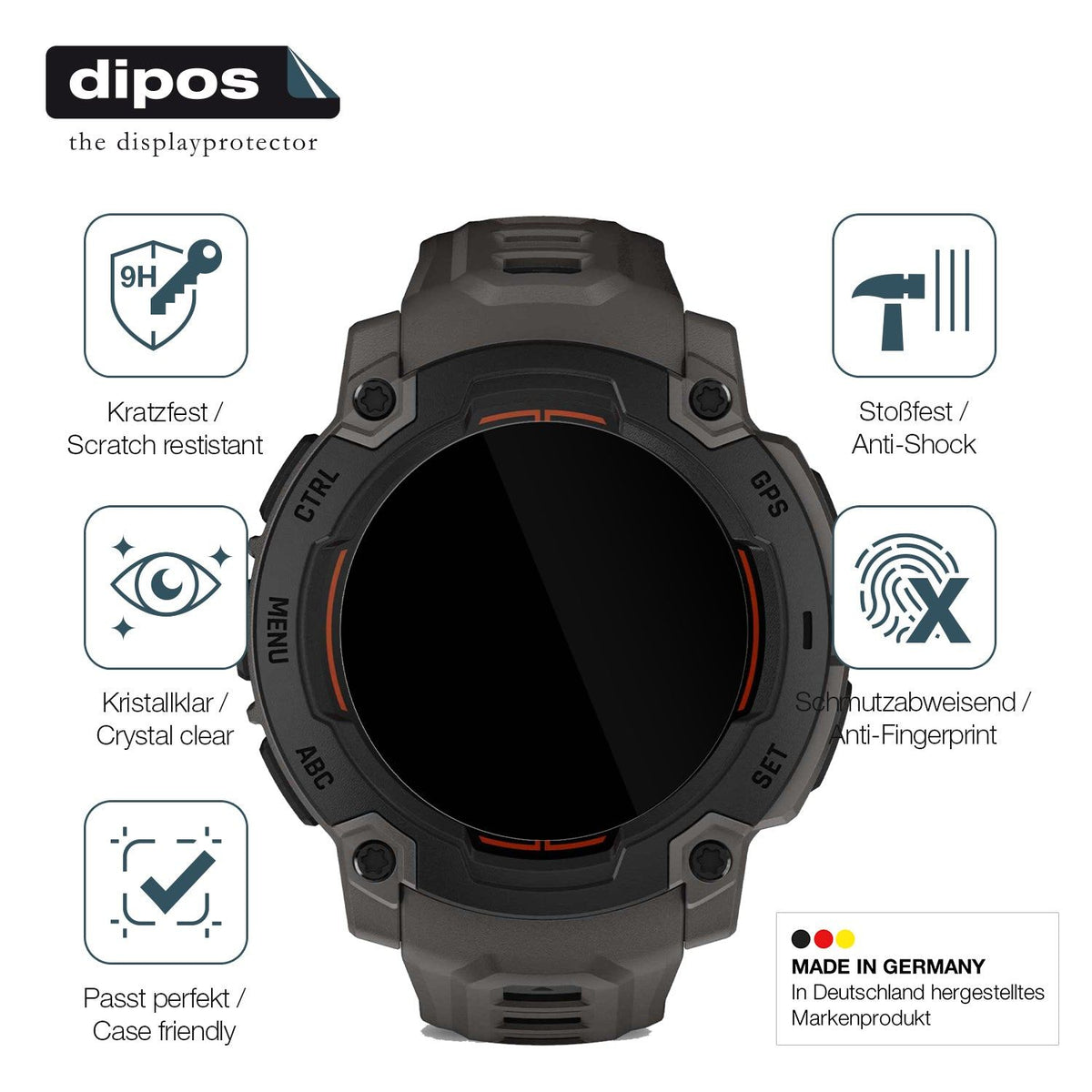 2x Screen Protector for Garmin Instinct E 45mm Flexible Glass 9H dipos