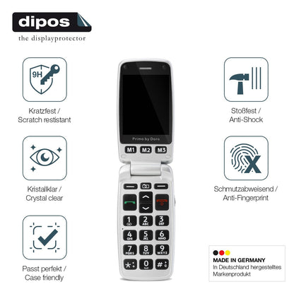 2x Screen Protector for Doro Primo 413 Flexible Glass 9H dipos