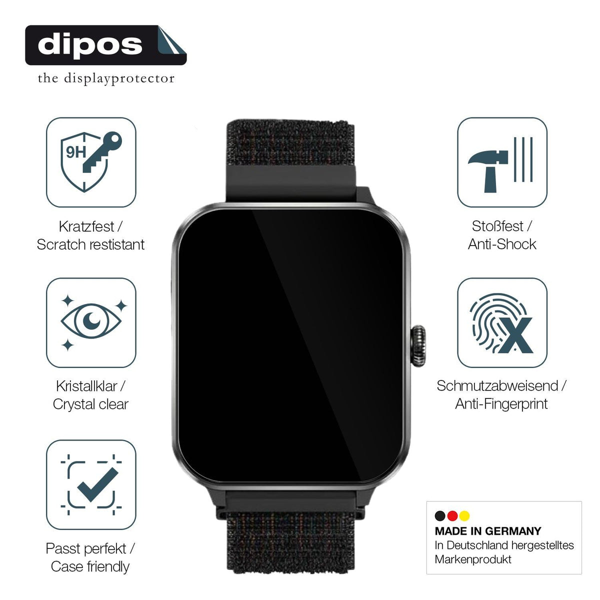 2x Screen Protector for IOWODO R50pro 1.85 Zoll Flexible Glass 9H dipos