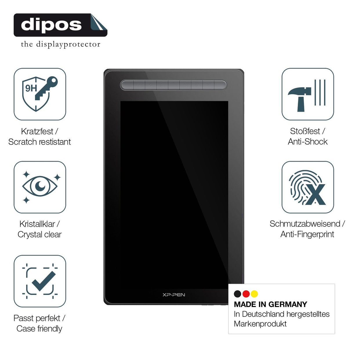 2x Screen Protector for XP-Pen Artist 16 2. Gen Flexible Glass 9H dipos