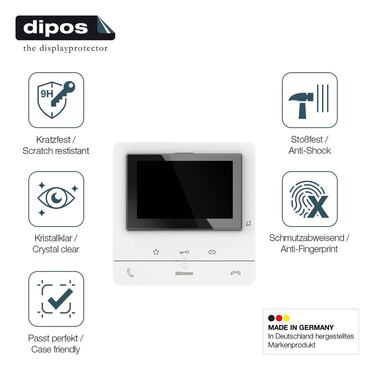 2x Screen Protector for Bticino 344672 Flexible Glass 9H dipos