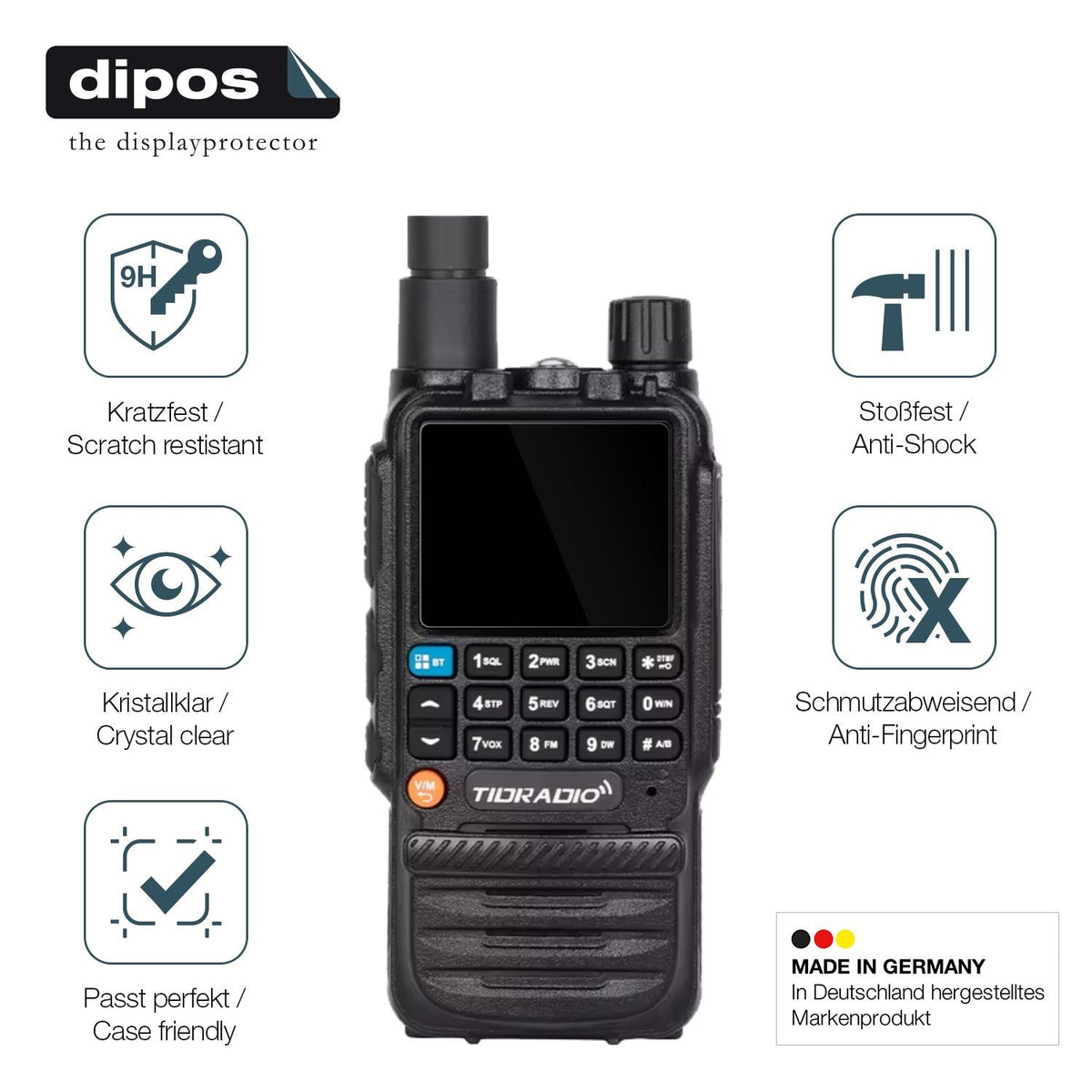 2x Screen Protector for Tidradio TD-H3 Flexible Glass 9H dipos