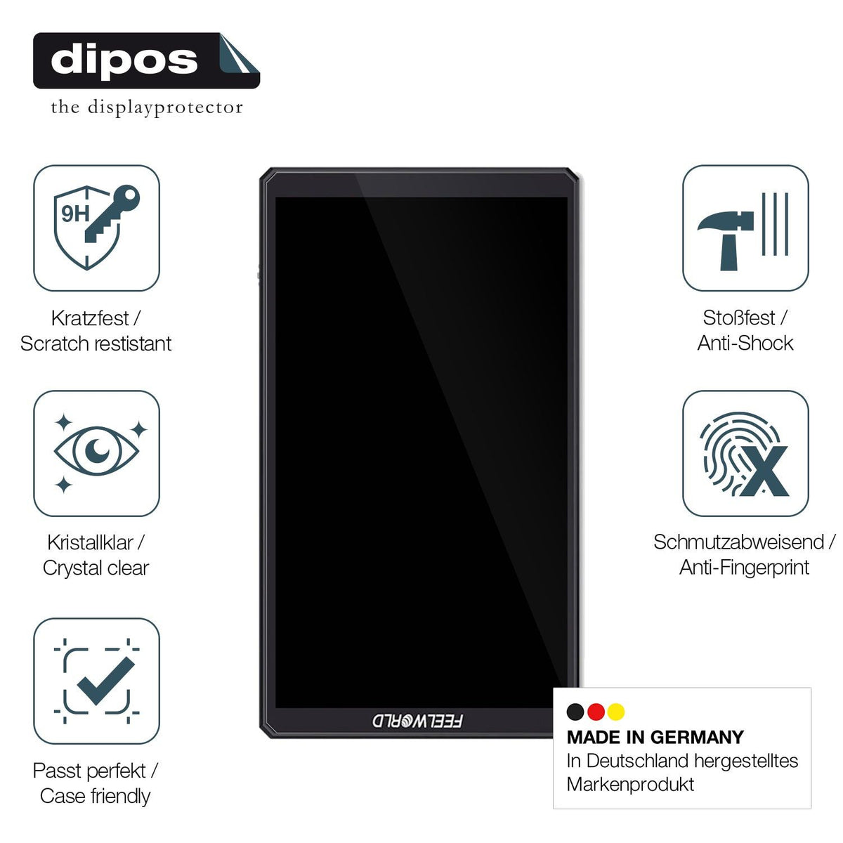 2x Screen Protector for Feelworld Cut6 6 Zoll Flexible Glass 9H dipos
