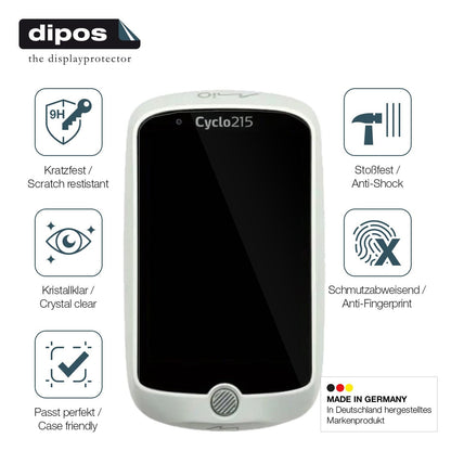 2x Screen Protector for Mio Cyclo 215 HC Flexible Glass 9H dipos
