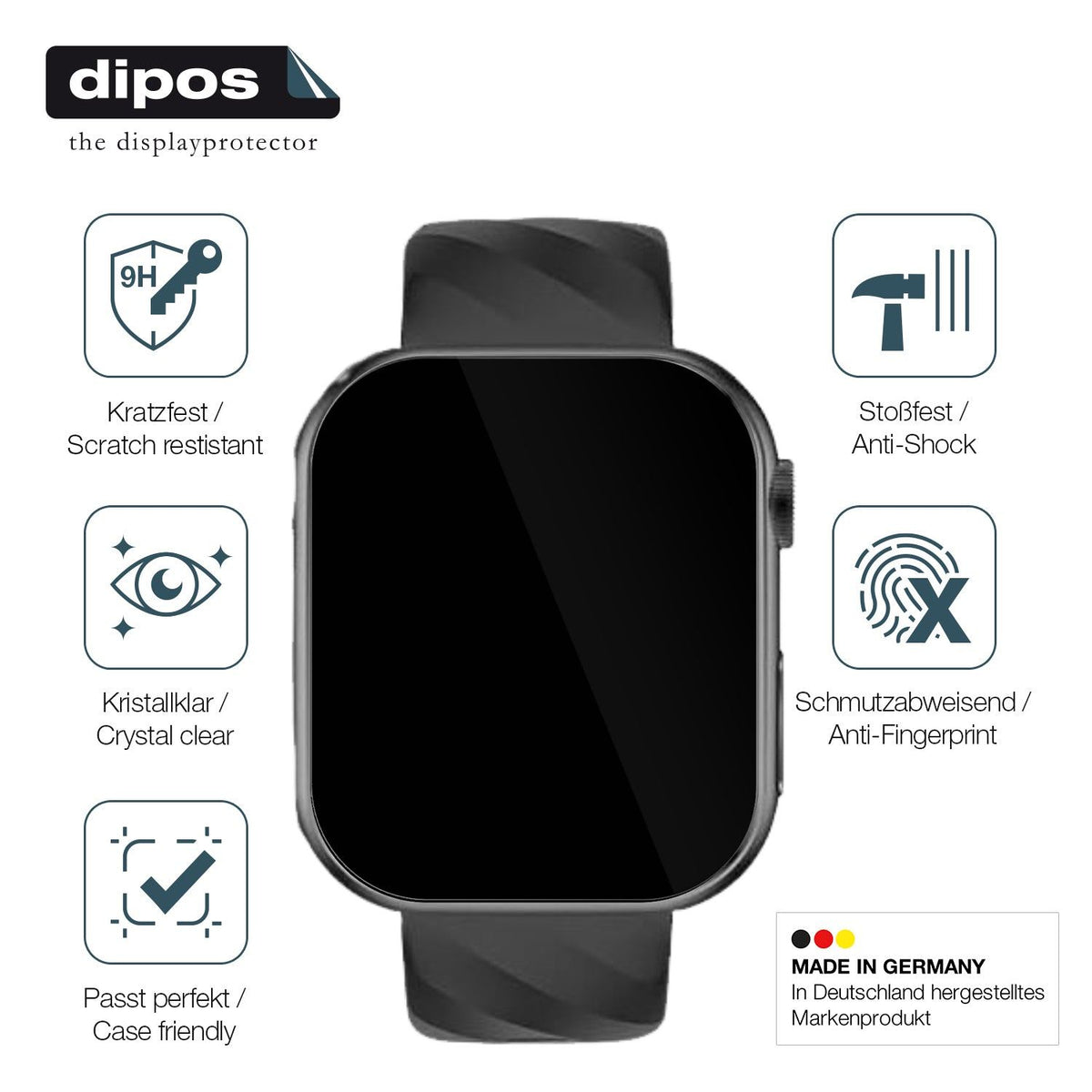 2x Screen Protector for Lgnitek G30-H 1.43 Zoll Flexible Glass 9H dipos
