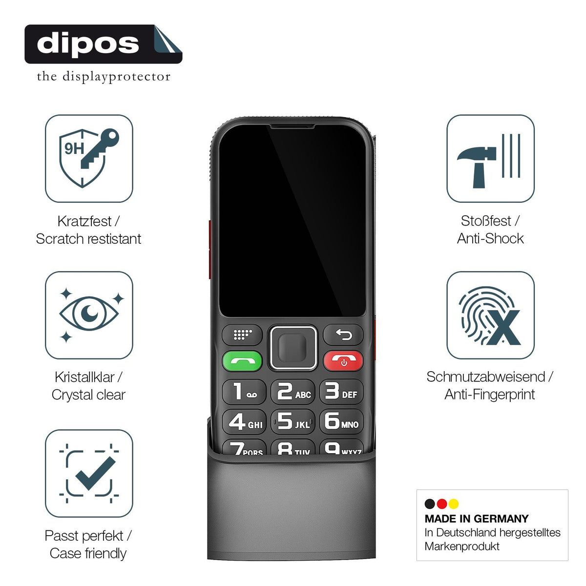 2x Screen Protector for Brisum F22 Seniorenhandy Flexible Glass 9H dipos
