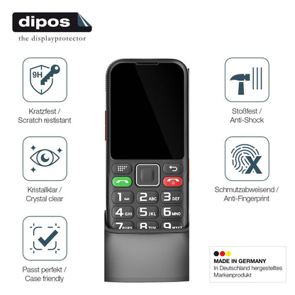 2x Screen Protector for Brisum F22 Seniorenhandy Flexible Glass 9H dipos