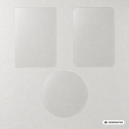 Rechteckige und runde Folienzuschnitte / Rectangular and circular film shapes – KI-generierte Darstellung / AI-generated illustration