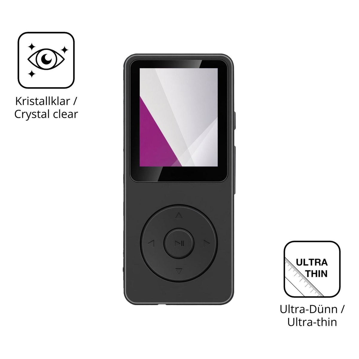 Dünne und klare Folie passend zugeschnitten für Aroeally MP3-01F