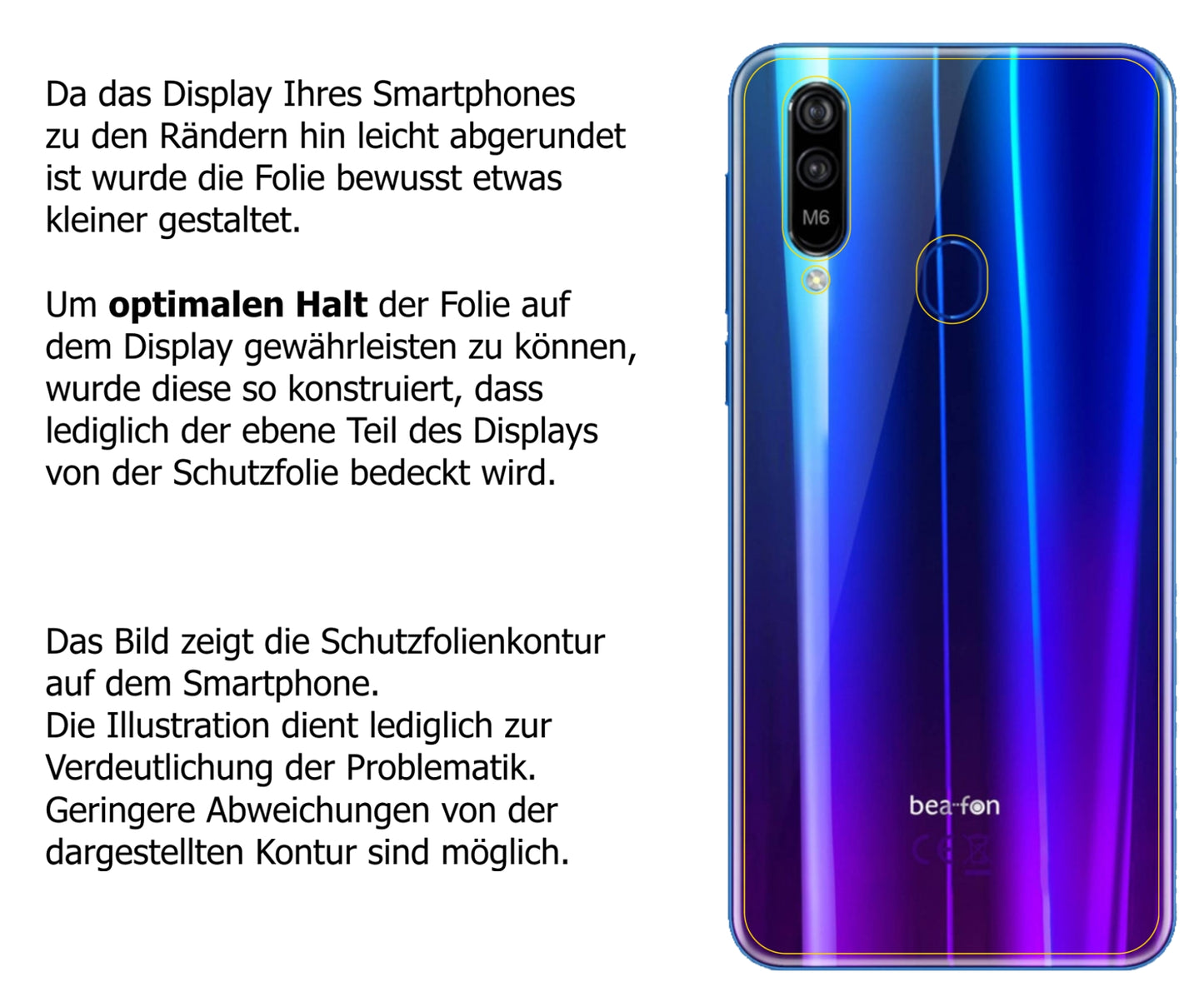 Dünne und klare Folie passend zugeschnitten für Beafon M6 Rückseite