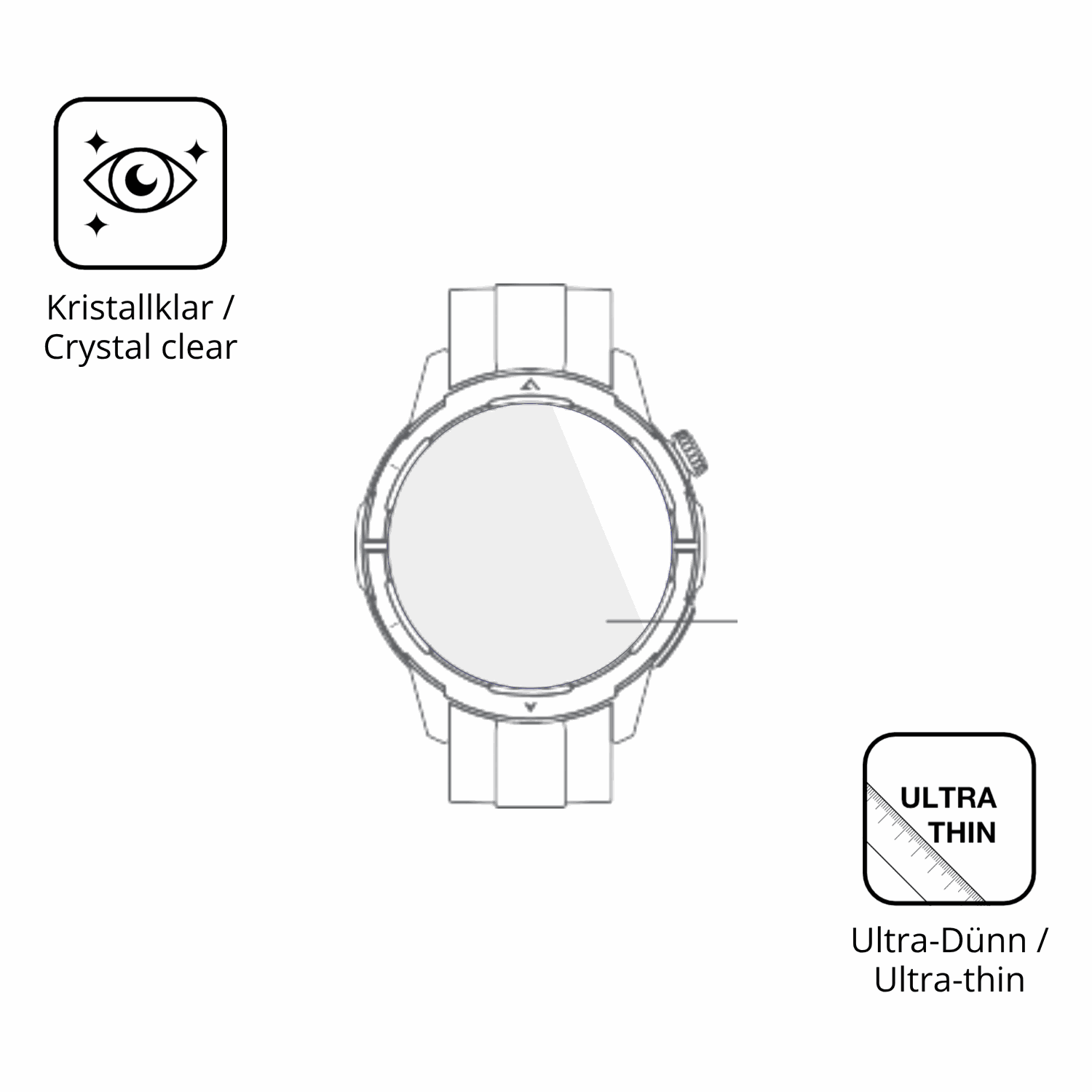 Dünne und klare Folie passend zugeschnitten für Beafon Smartwatch 601