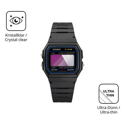 Dünne und klare Folie passend zugeschnitten für Casio F-91WF-1A