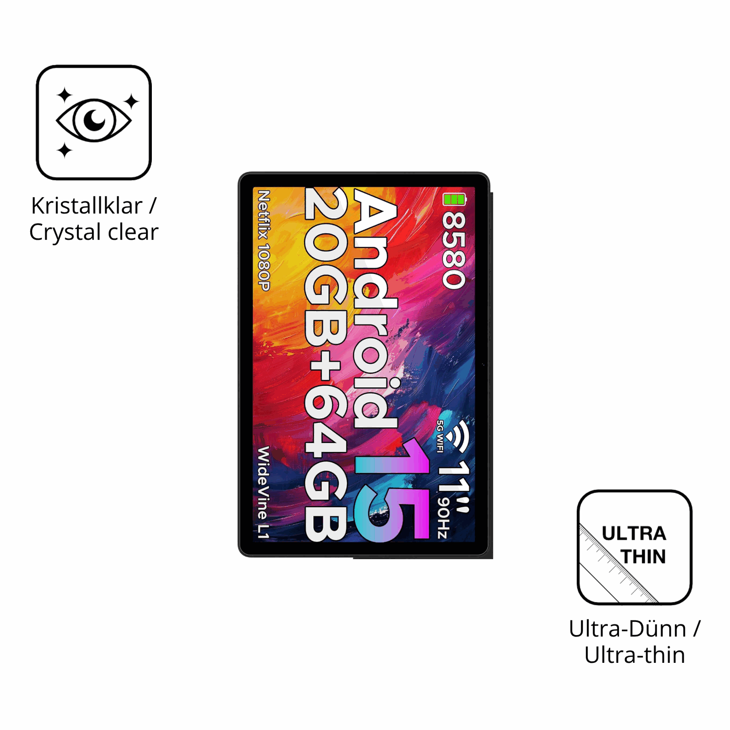 D�nne und klare Folie passend zugeschnitten f�r Doogee Tab A9 Plus 11 Zoll