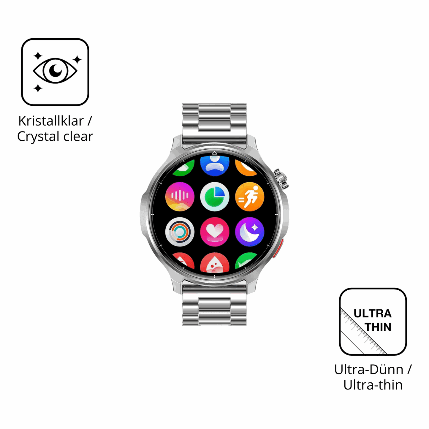 Dünne und klare Folie passend zugeschnitten für Fitdafit 1.52 Zoll Smartwatch