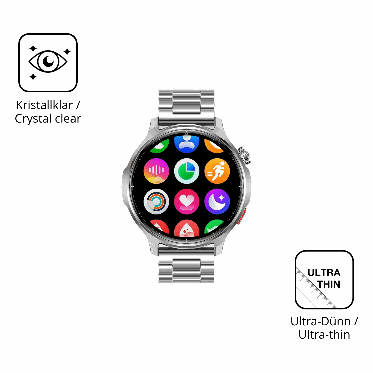Dünne und klare Folie passend zugeschnitten für Fitdafit 1.52 Zoll Smartwatch
