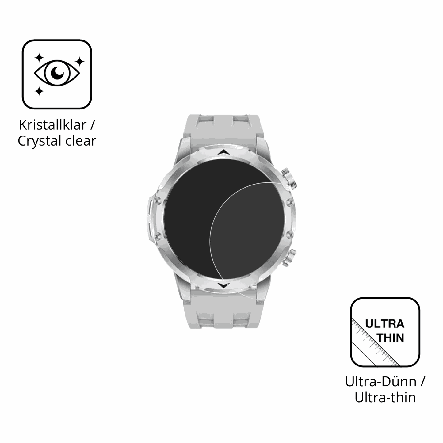 Dünne und klare Folie passend zugeschnitten für FitVigor Smartwatch 1.53 Zoll