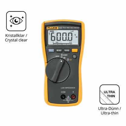D�nne und klare Folie passend zugeschnitten f�r Fluke MultiMeter 113